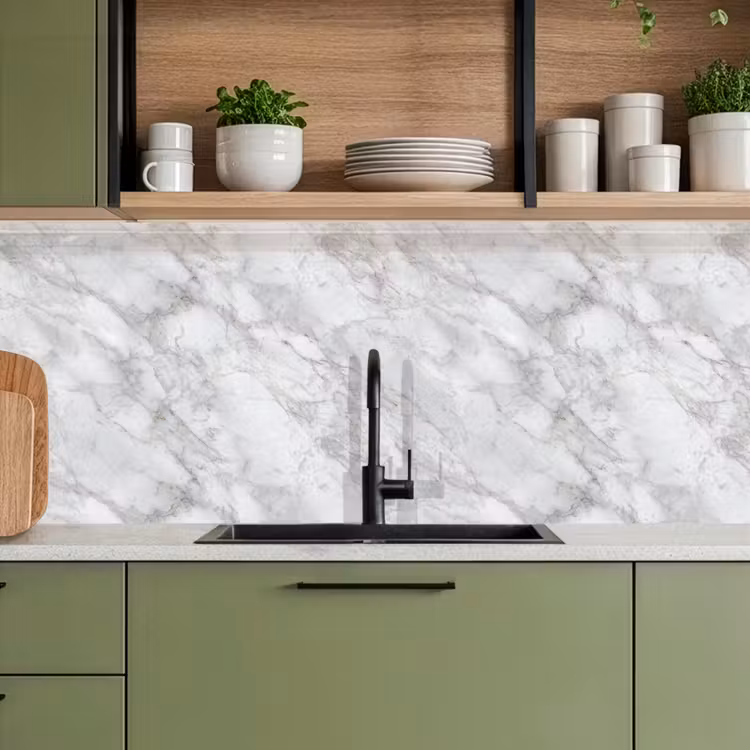 Keuken achterwand - Grijs - Wit - Marmer — 5