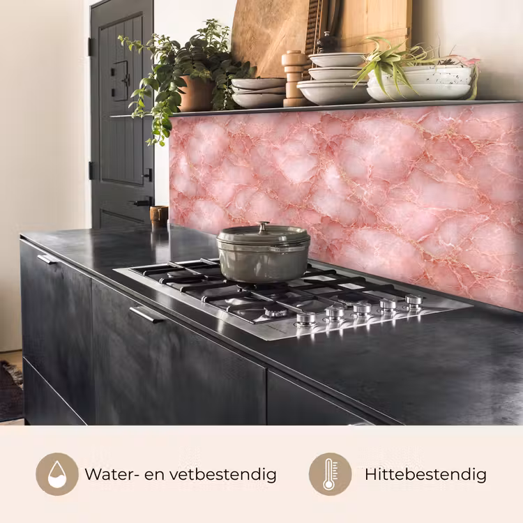Keuken achterwand - Roze - Kwarts - Goud - Marmer — 3