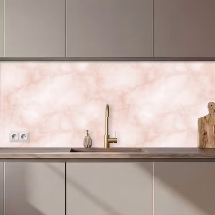 Keuken achterwand - Roze - Marmer - Crème