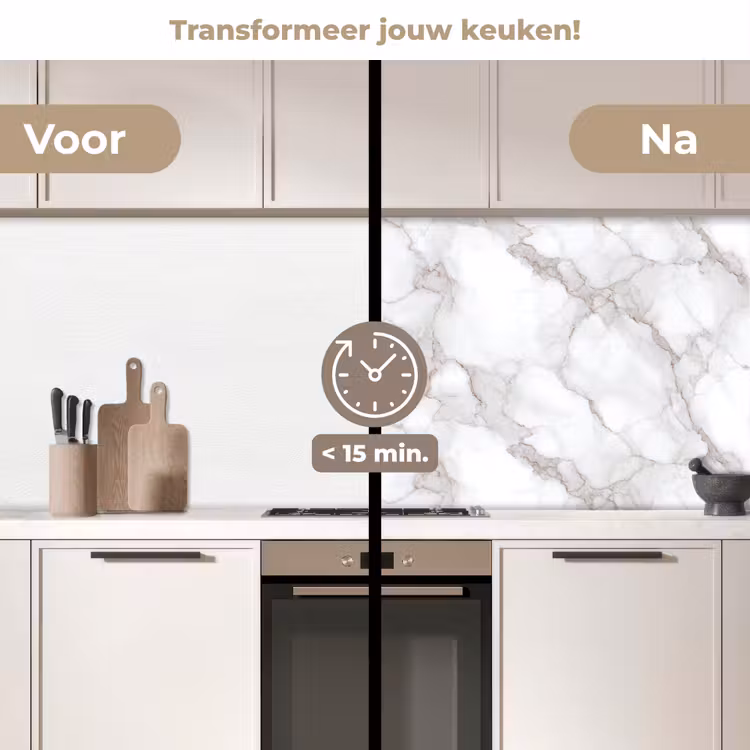 Keuken achterwand - Wit - Marmer - Bruin — 2