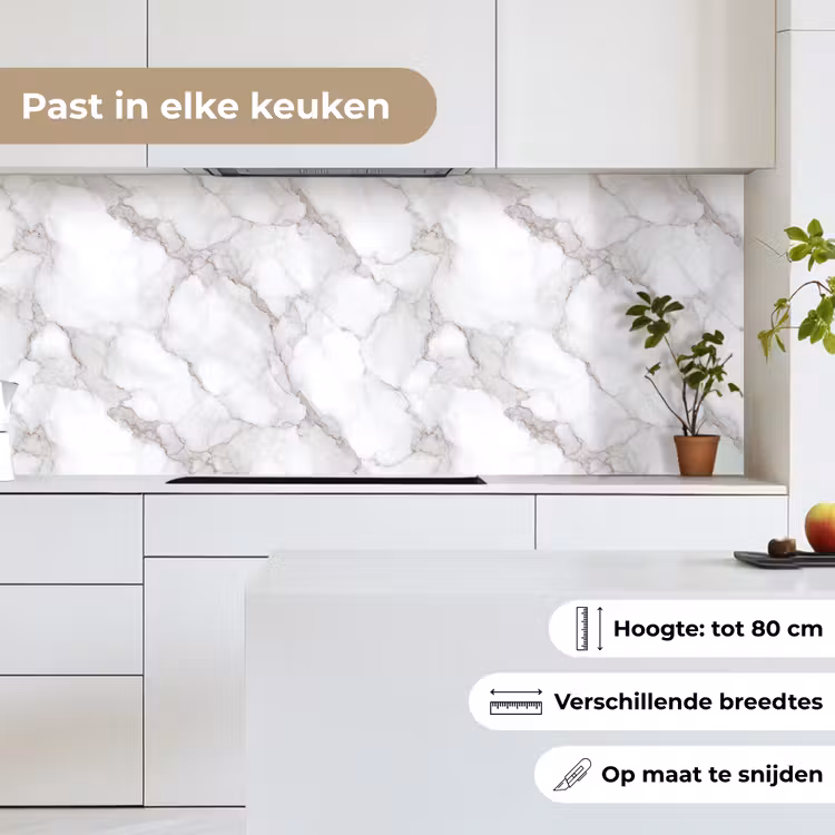 Keuken achterwand - Wit - Marmer - Bruin — 4