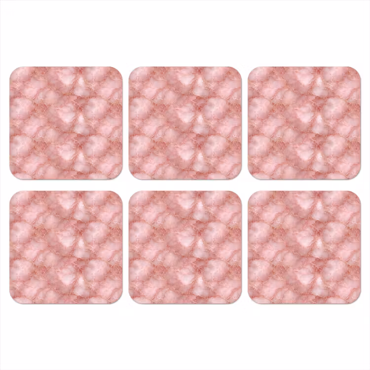 Onderzetter - Roze - Kwarts - Goud - Marmer