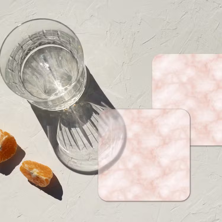 Onderzetter - Roze - Marmer - Crème — 2