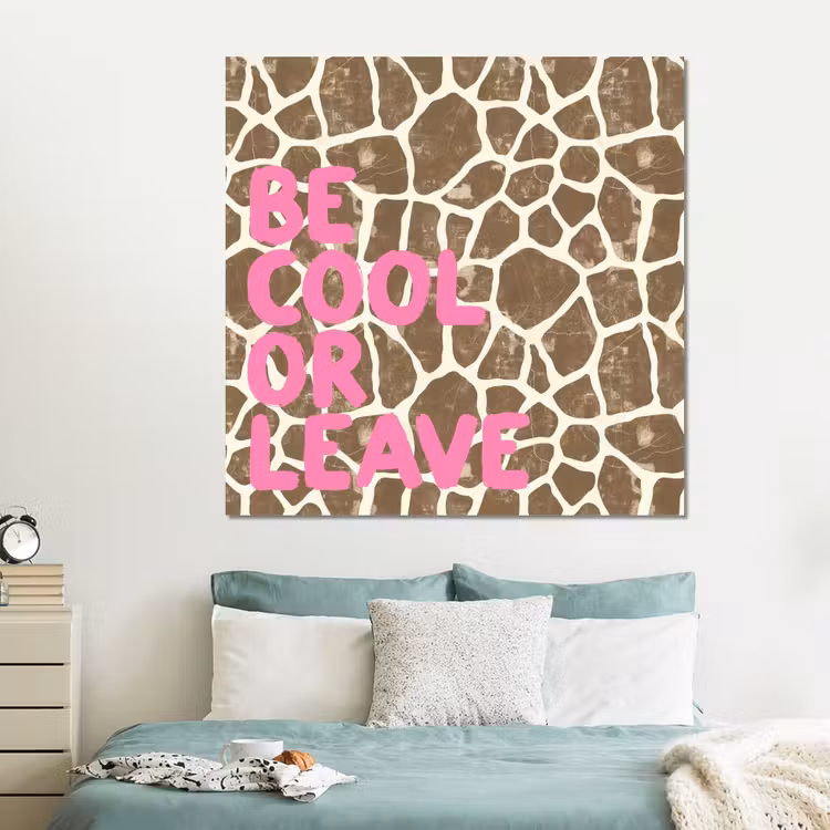 Forex - Tekst - Be cool or leave - Roze - Giraffenprint — 2