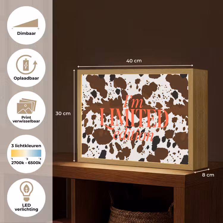 Lightbox - Wandlamp - Koeienprint - Limited edition - Rood — 10