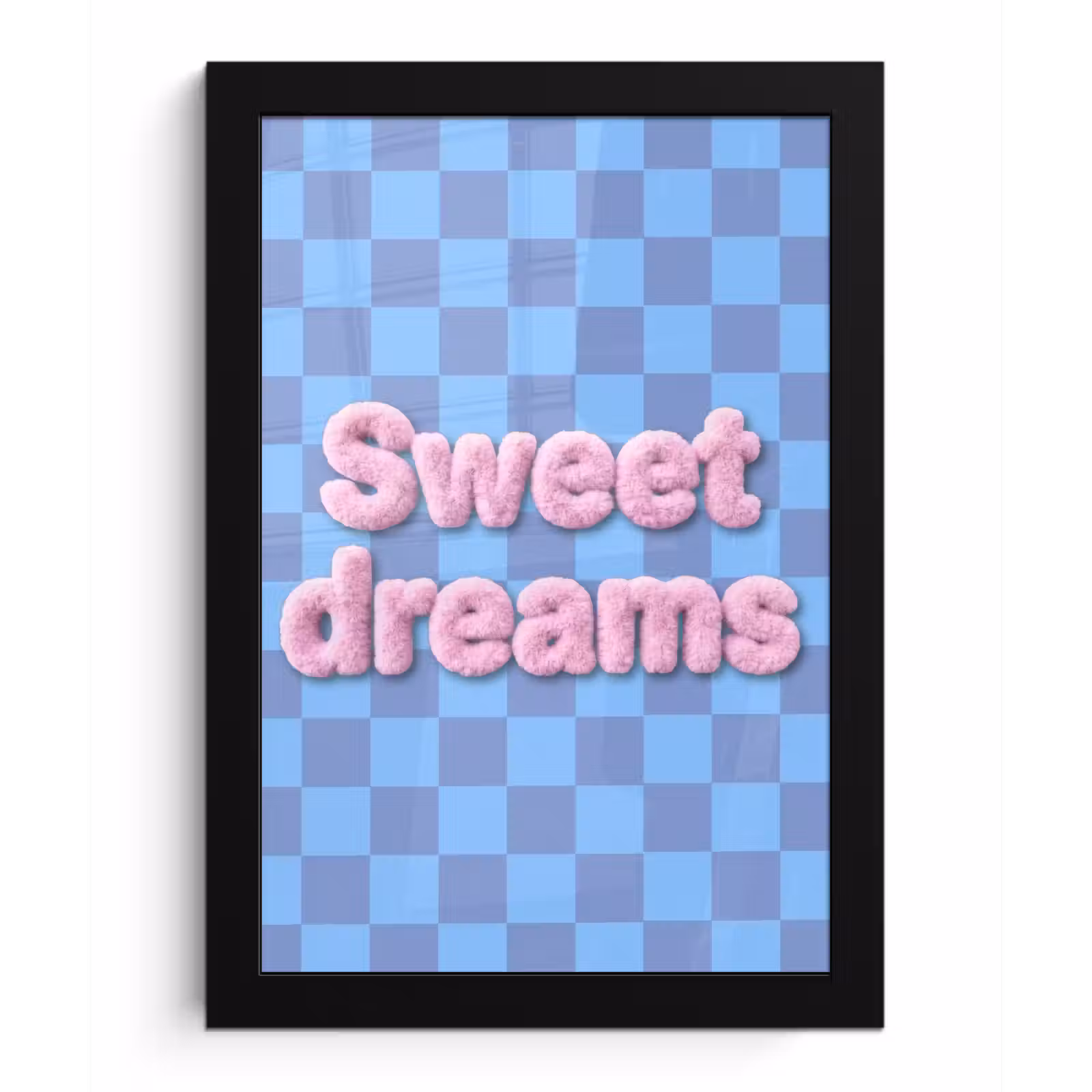Poster met lijst - Sweet dreams - Vierkanten - Roze - Blauw — 1