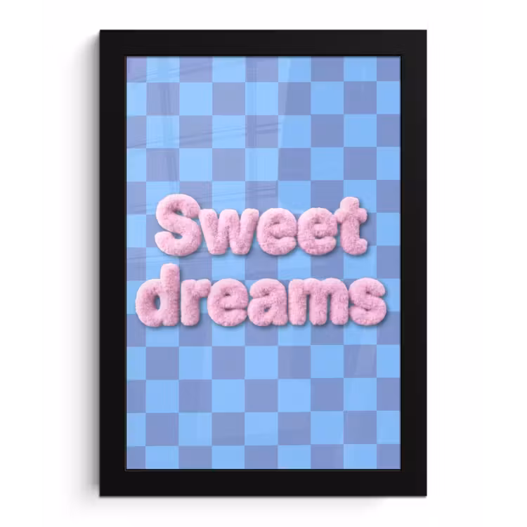 Poster met lijst - Sweet dreams - Vierkanten - Roze - Blauw — 1