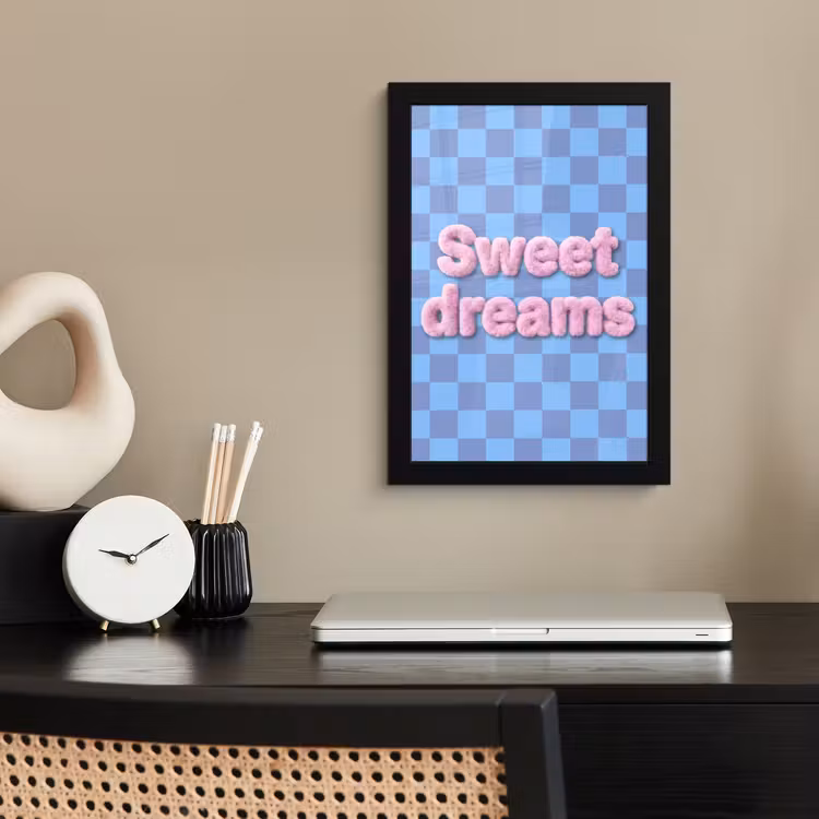 Poster met lijst - Sweet dreams - Vierkanten - Roze - Blauw — 2