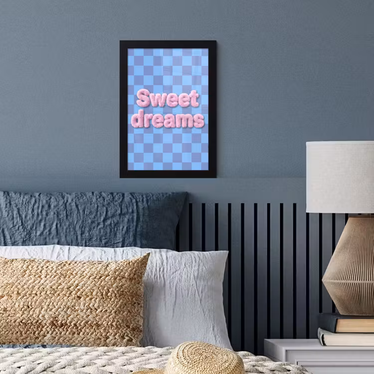 Poster met lijst - Sweet dreams - Vierkanten - Roze - Blauw — 3