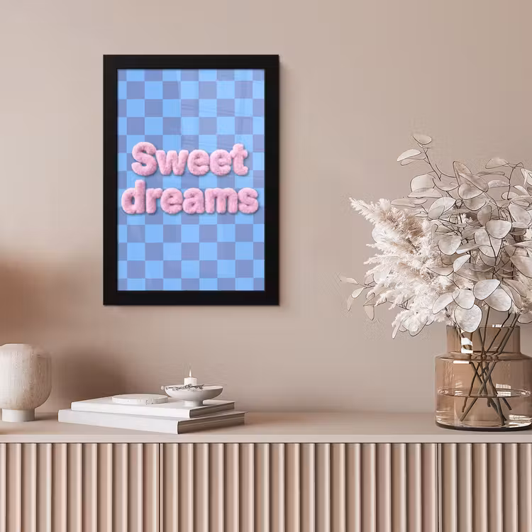 Poster met lijst - Sweet dreams - Vierkanten - Roze - Blauw — 5