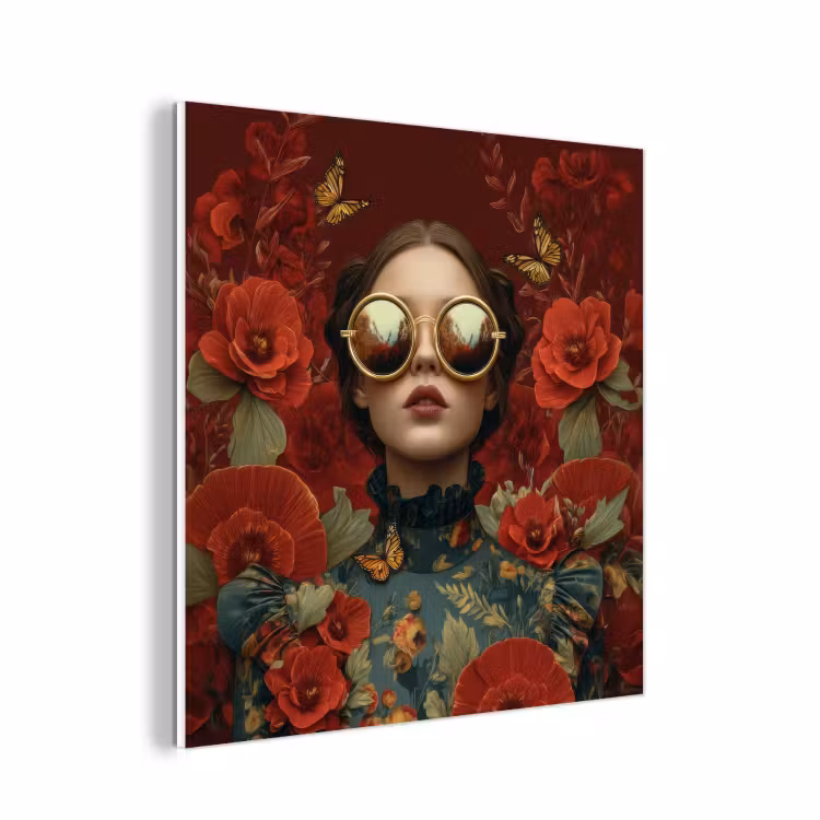 Forex - Bloemen - Dieprood - Zonnebril - Vrouw — 1
