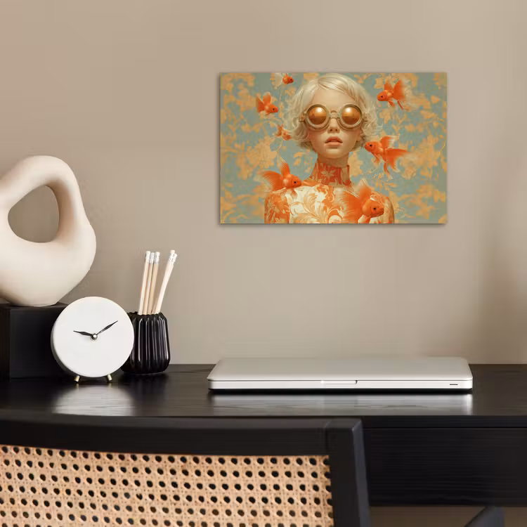 Poster - Meisje met Goudvissen en Bril — 2