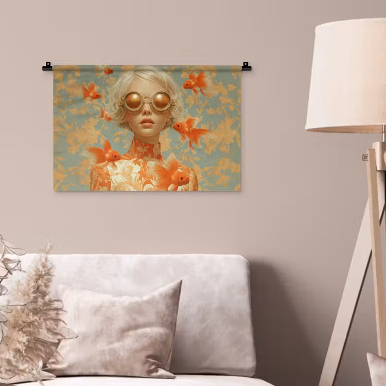 Wandkleed - Goudvissen - Oranje - Vrouw - Blond — 2