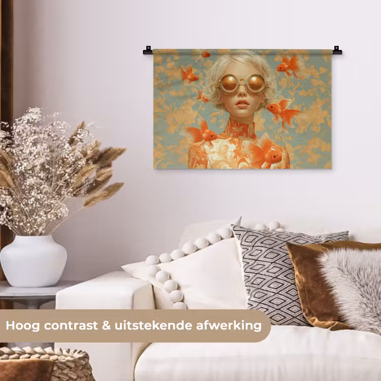 Wandkleed - Goudvissen - Oranje - Vrouw - Blond — 4