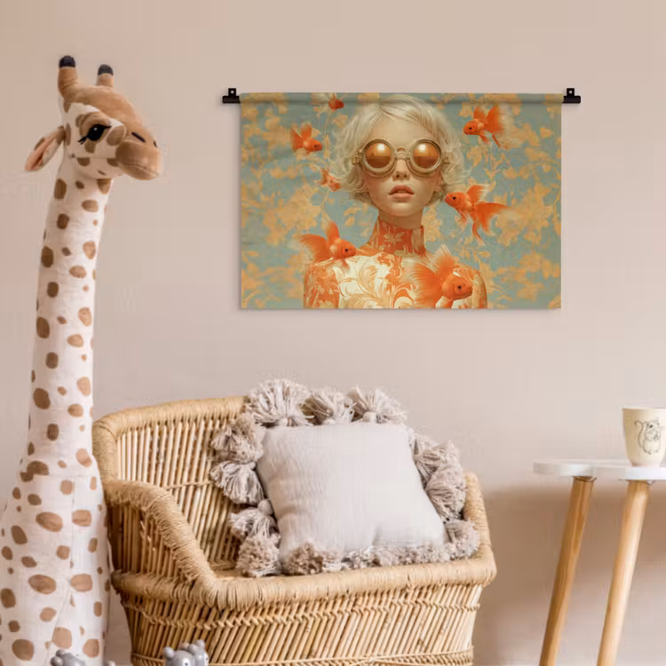 Wandkleed - Goudvissen - Oranje - Vrouw - Blond — 5