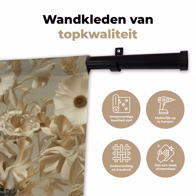 Wandkleed - Vrouw - Bloemen - Zonnebril - Wit — 3
