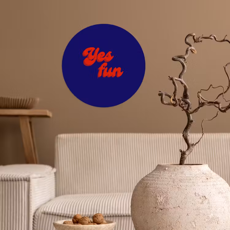 Behangcirkel - Blauw - Rood - Yes fun - 3D — 2