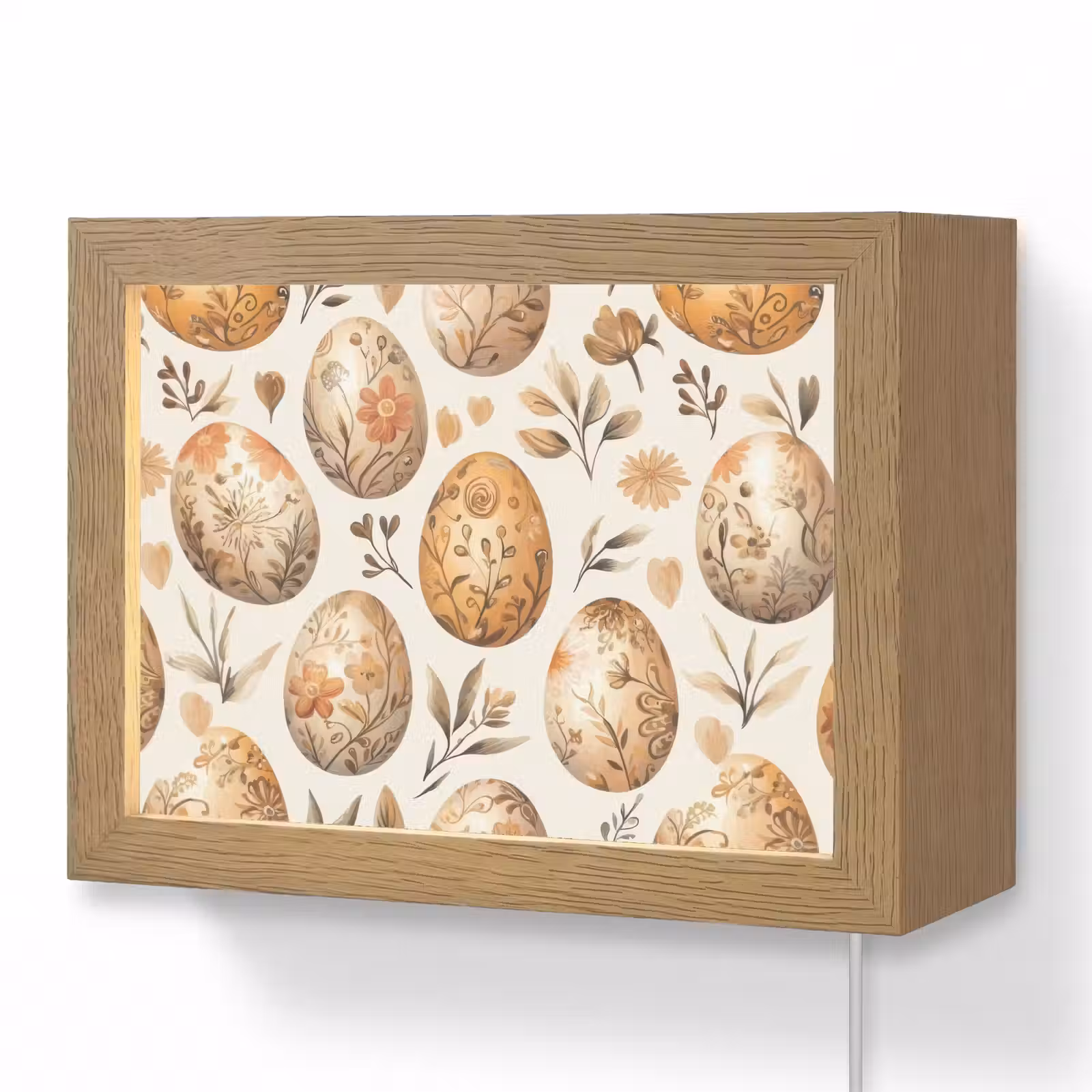 Lightbox - Wandlamp - Paaseieren - Bruin - Bloemen — 1