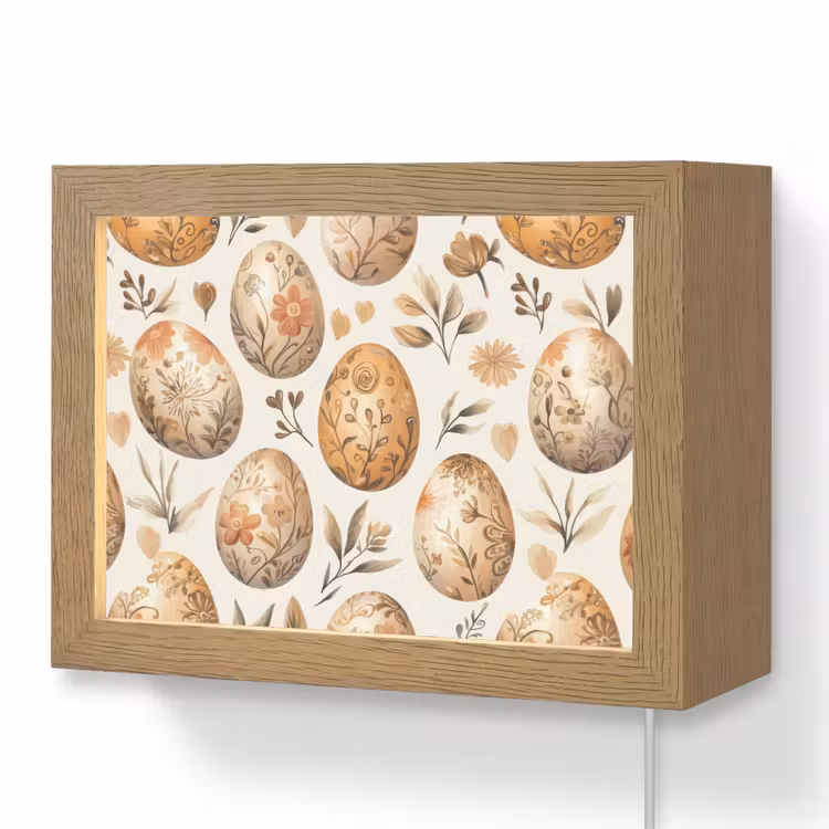 Lightbox - Wandlamp - Paaseieren - Bruin - Bloemen — 1
