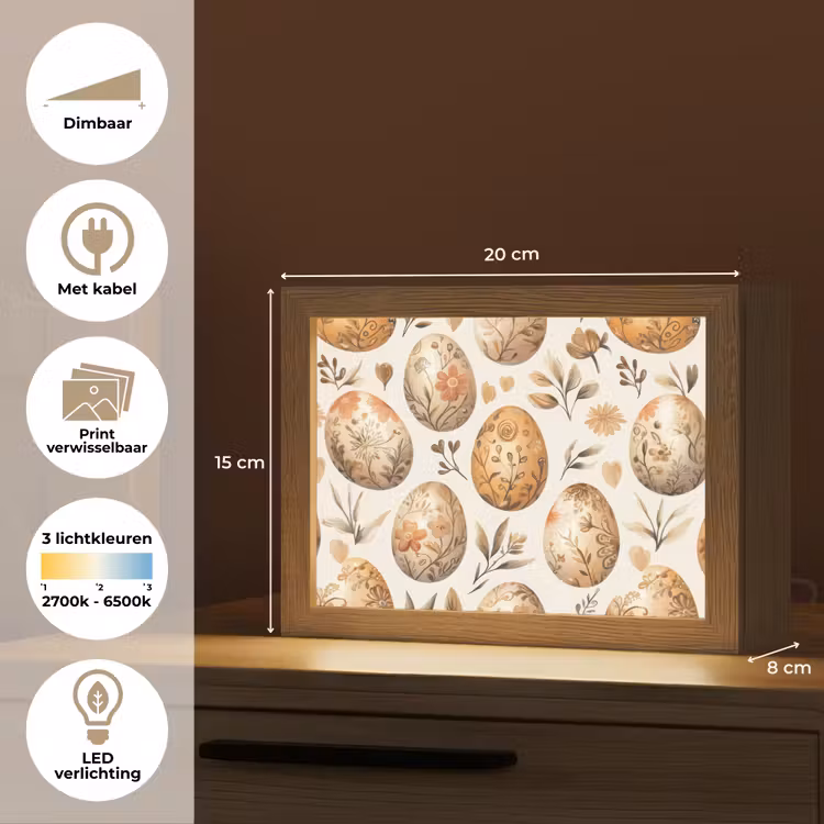 Lightbox - Wandlamp - Paaseieren - Bruin - Bloemen — 9