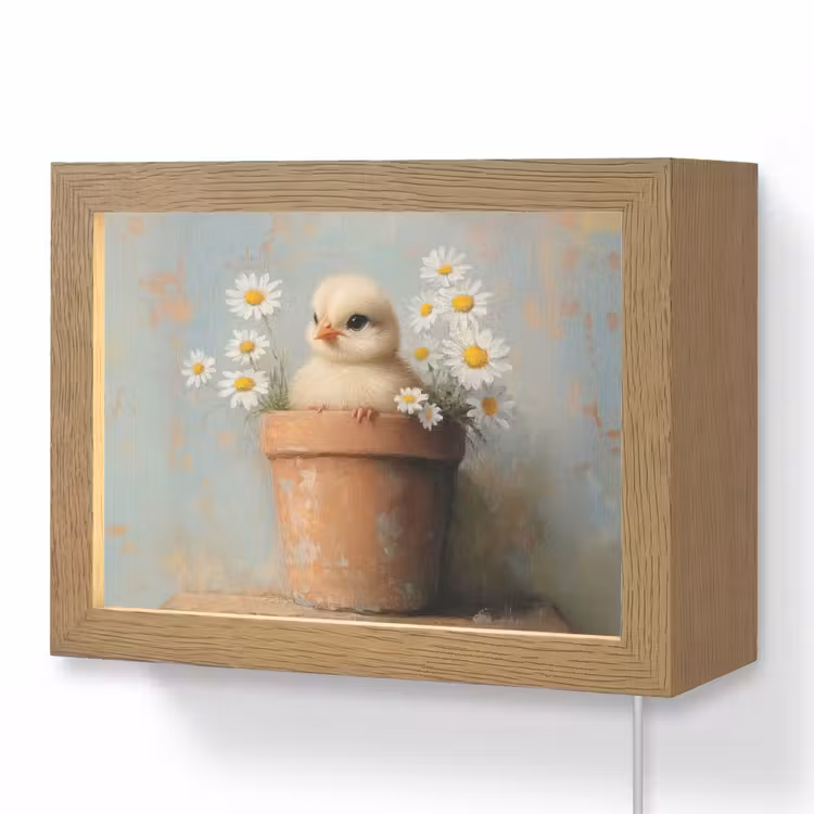 Lightbox - Wandlamp - Bloempot - Kuiken - Bloemetjes — 1