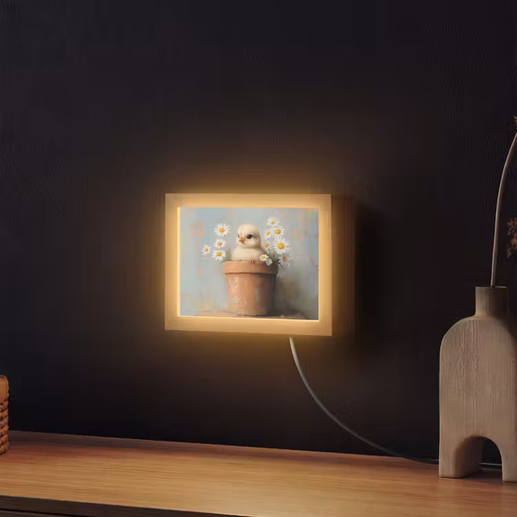 Lightbox - Wandlamp - Bloempot - Kuiken - Bloemetjes — 2
