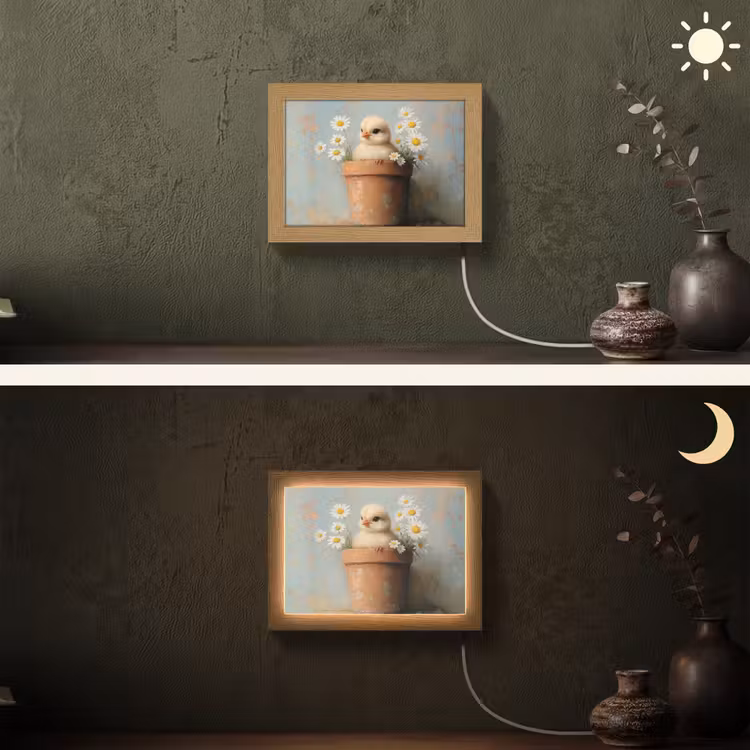 Lightbox - Wandlamp - Bloempot - Kuiken - Bloemetjes — 3