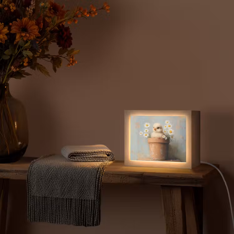 Lightbox - Wandlamp - Bloempot - Kuiken - Bloemetjes — 5