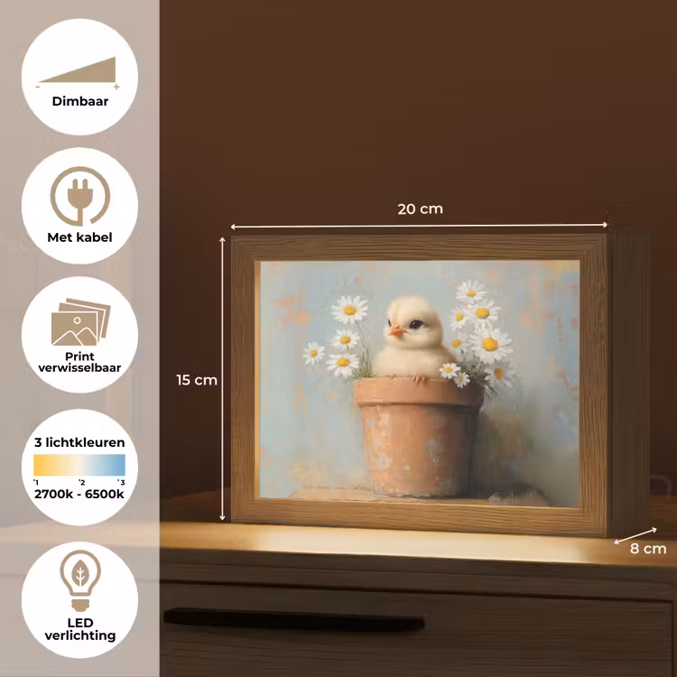 Lightbox - Wandlamp - Bloempot - Kuiken - Bloemetjes — 9