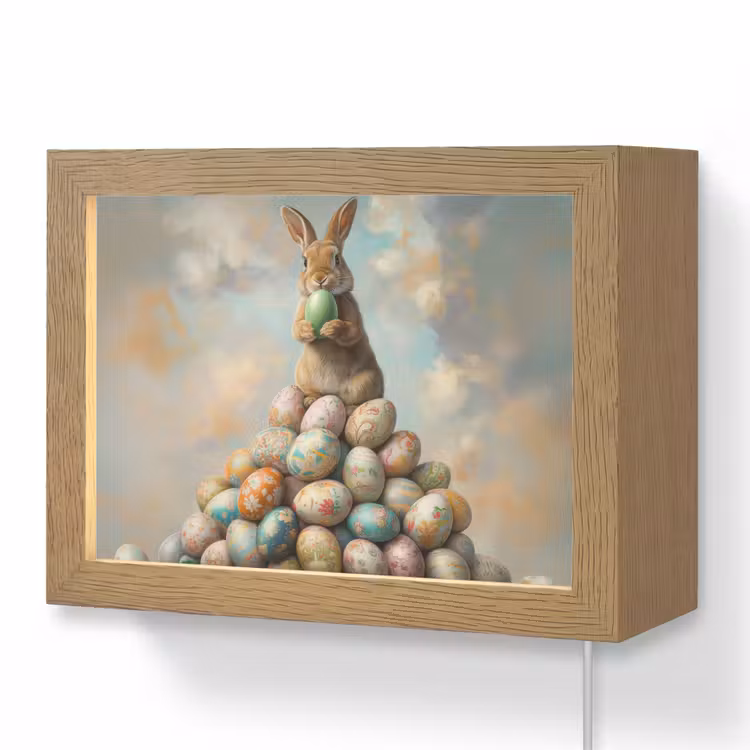 Lightbox - Wandlamp - Konijn - Eieren - Kleurrijk — 1