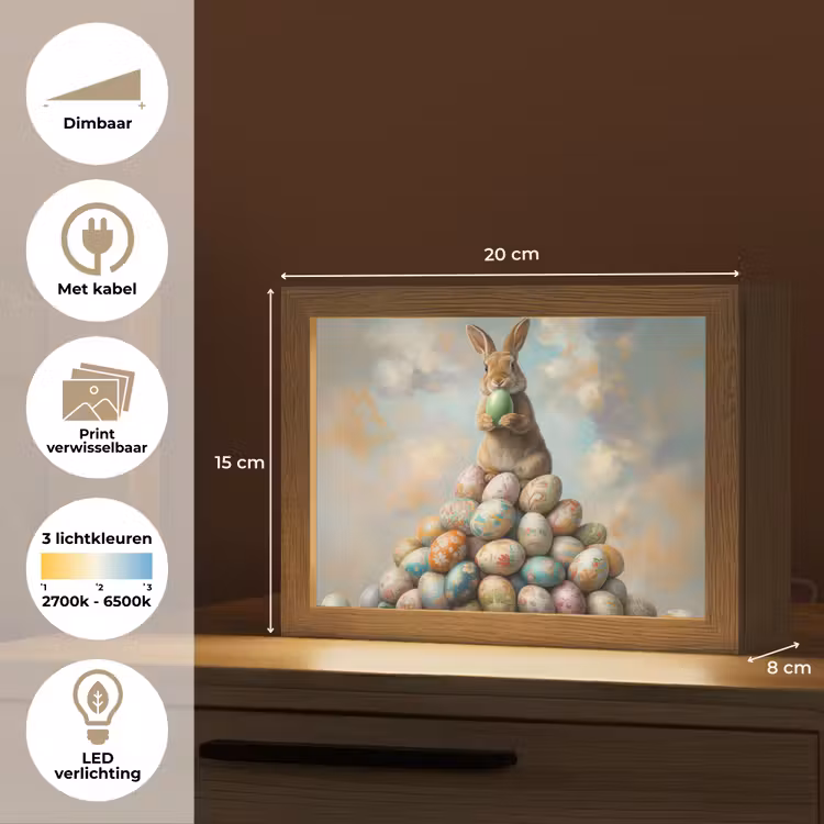 Lightbox - Wandlamp - Konijn - Eieren - Kleurrijk — 9