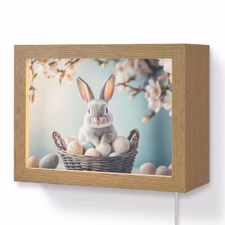 Lightbox - Wandlamp - Konijn - Eieren - Mand — 1