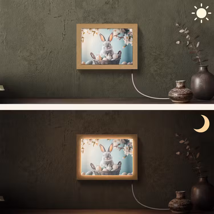 Lightbox - Wandlamp - Konijn - Eieren - Mand — 3