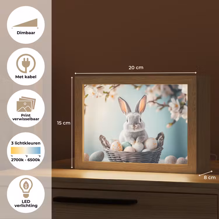 Lightbox - Wandlamp - Konijn - Eieren - Mand — 9