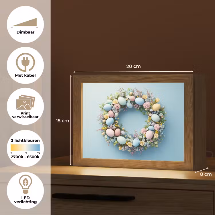 Lightbox - Wandlamp - Krans - Eieren - Bloemen — 9