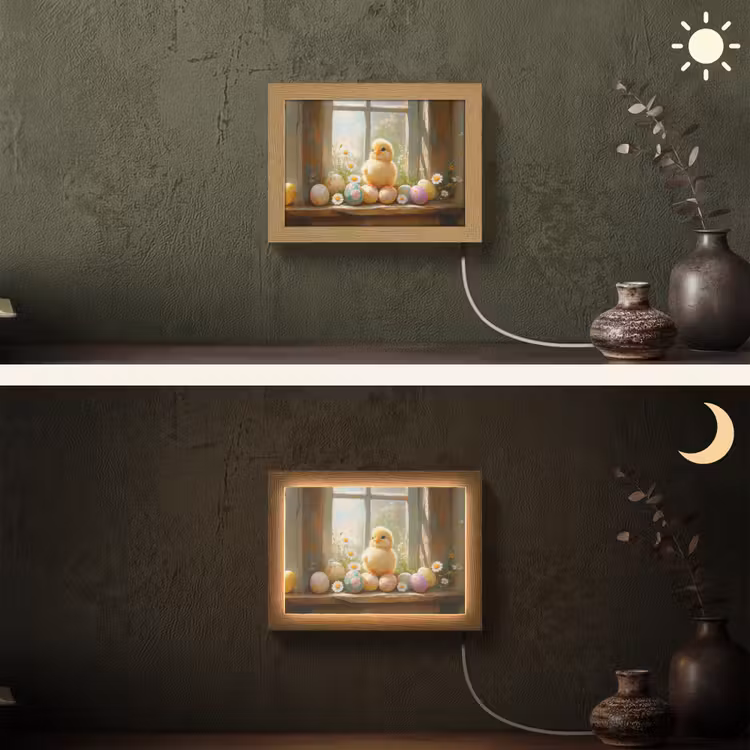 Lightbox - Wandlamp - Kuiken - Raam - Paaseieren — 3