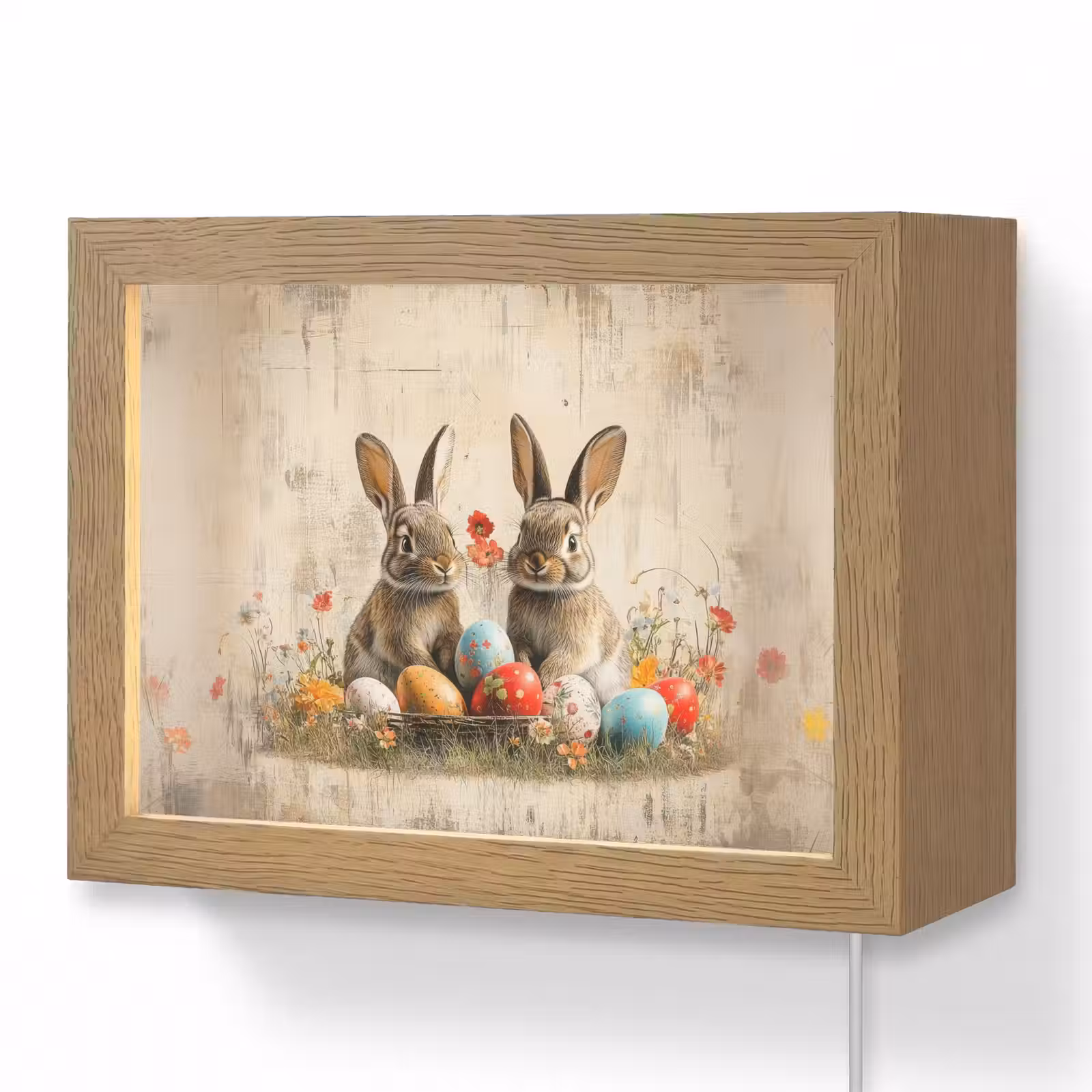 Lightbox - Wandlamp - Konijnen - Bloemen - Eieren — 1