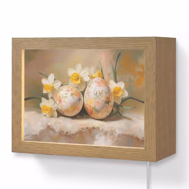 Lightbox - Wandlamp - Bloemen - Eieren - Geschilderd — 1