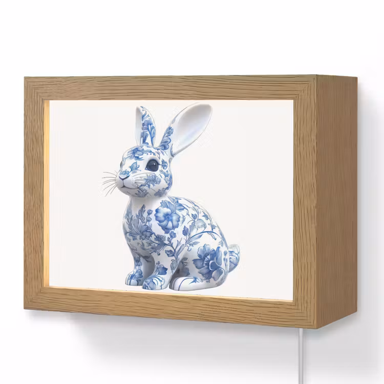 Lightbox - Wandlamp - Delftsblauw - Haasje - Wit — 1