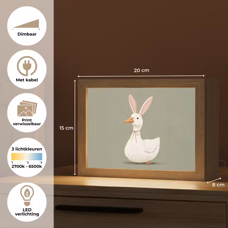 Lightbox - Wandlamp - Eend - Konijnoren - Grijs — 9
