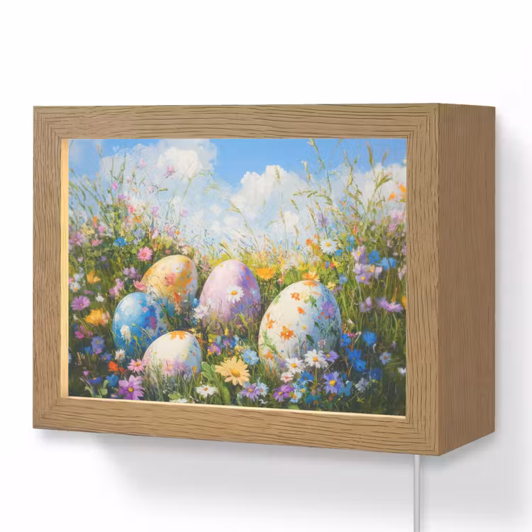 Lightbox - Wandlamp - Grasveld - Eieren - Bloemen — 1