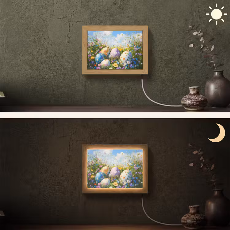 Lightbox - Wandlamp - Grasveld - Eieren - Bloemen — 3