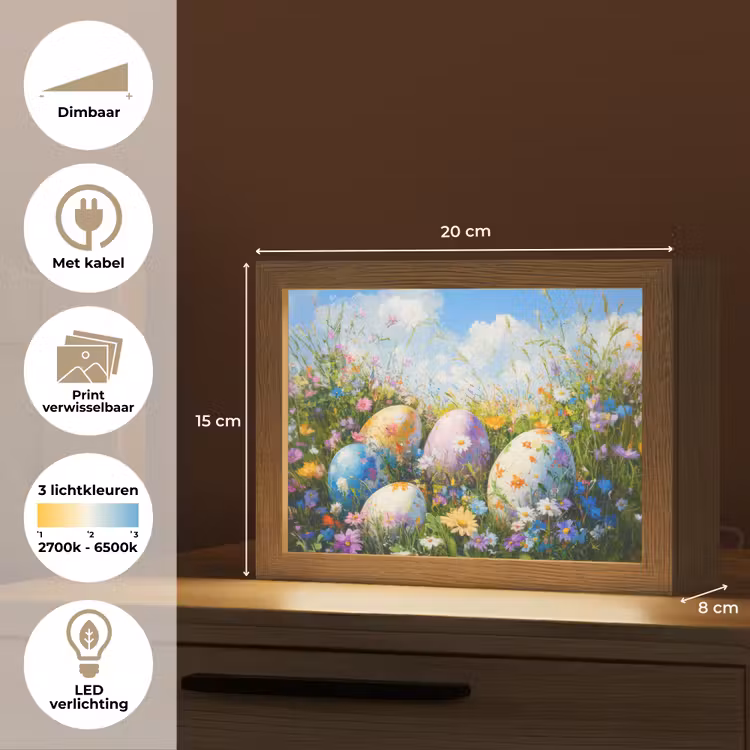 Lightbox - Wandlamp - Grasveld - Eieren - Bloemen — 9