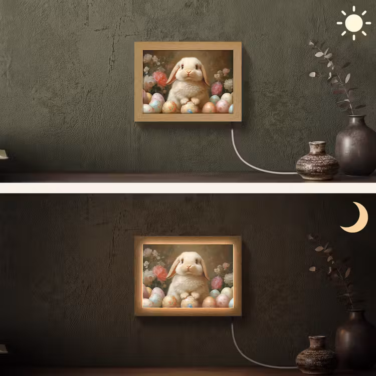 Lightbox - Wandlamp - Konijn - Paaseieren - Stilleven — 3