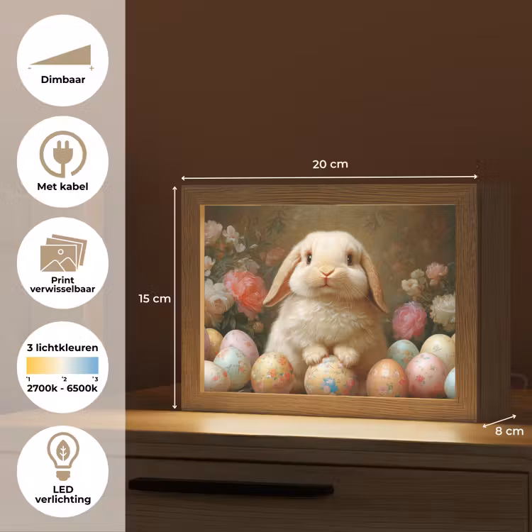 Lightbox - Wandlamp - Konijn - Paaseieren - Stilleven — 9