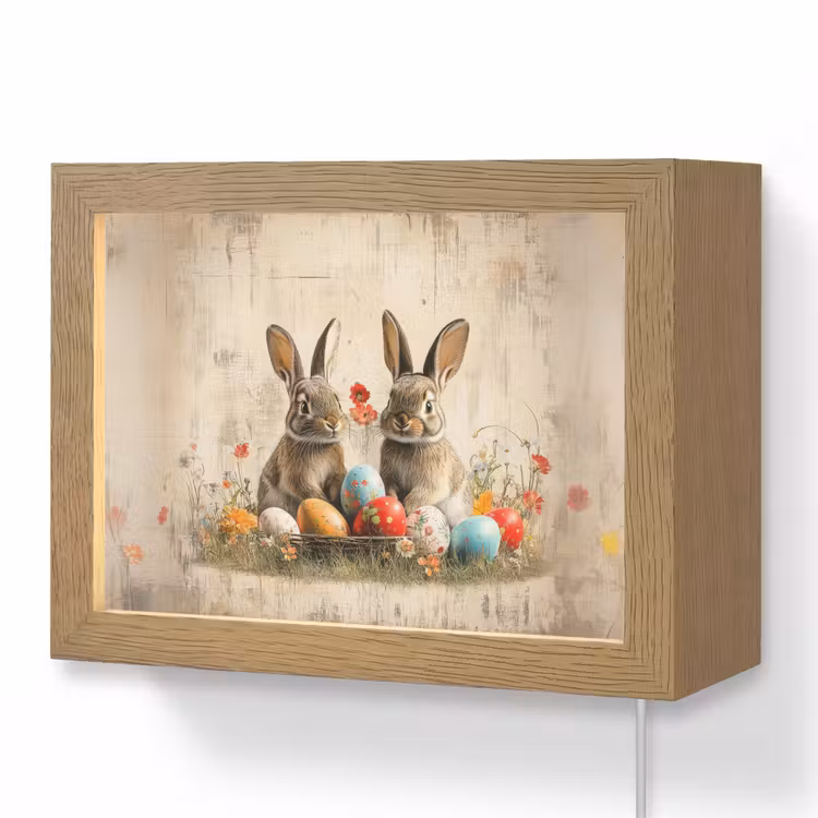 Lightbox - Wandlamp - Konijnen - Bloemen - Eieren — 1