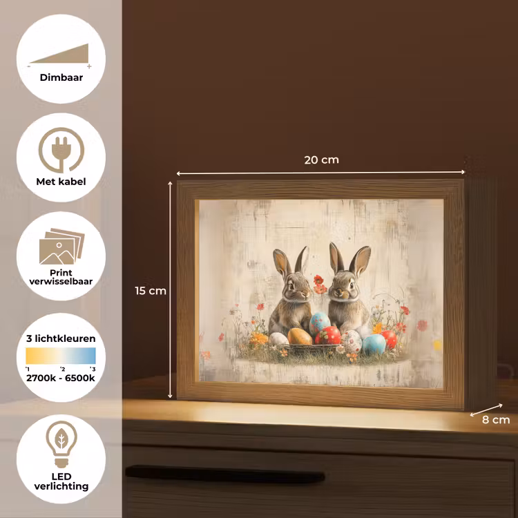 Lightbox - Wandlamp - Konijnen - Bloemen - Eieren — 9