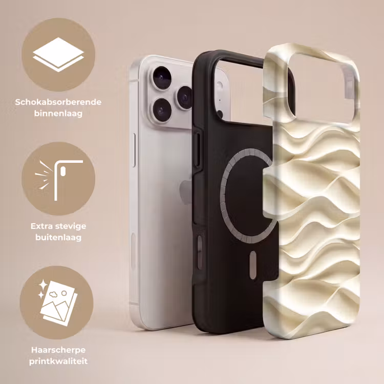 Telefoonhoesje Toughcase - Lijnen - Golvend - Crème — 3