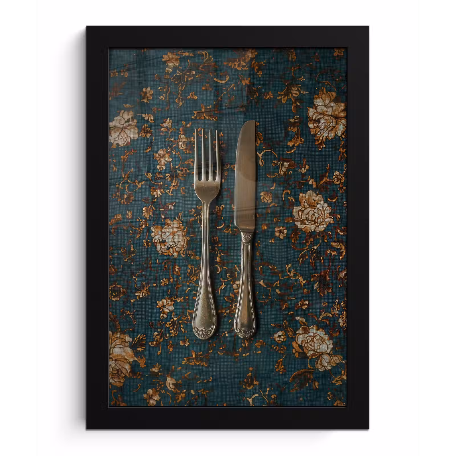Poster met lijst - Bloemen - Goud - Bestek — 1