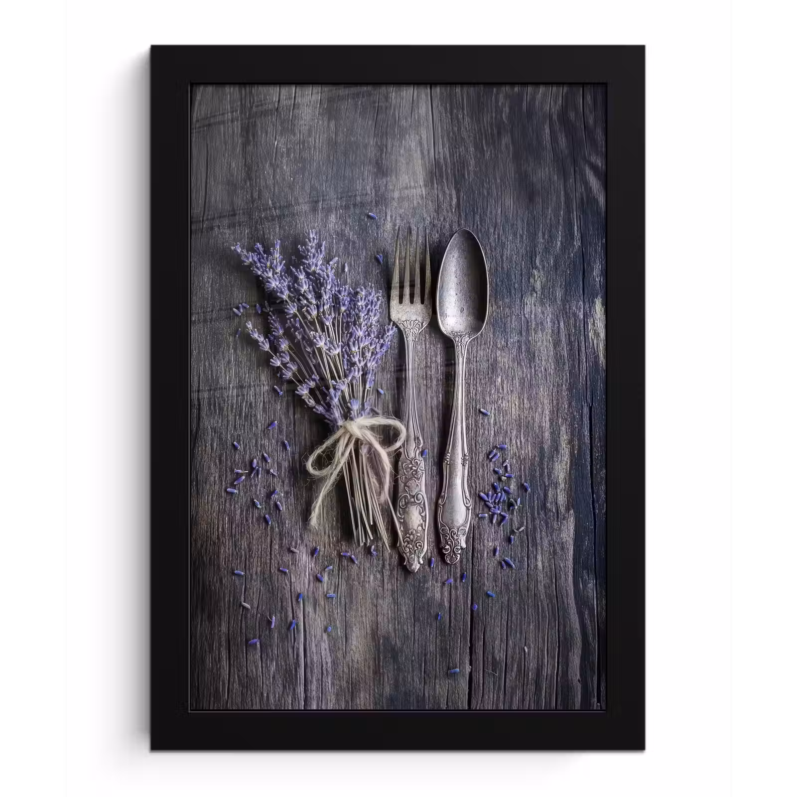 Poster met lijst - Lavendel - Lepel - Vork — 1